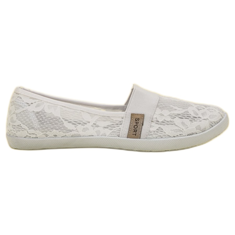 SHELOVET Koronkowe Baleriny białe