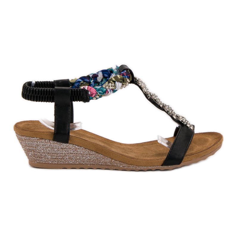 SHELOVET Sandałki Z Ozdobami czarne