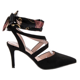 Milaya Szpilki Wiązane Wstążką czarne