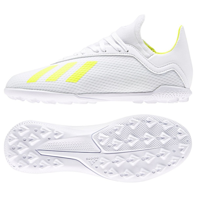 Buty piłkarskie adidas X 18.3 Tf Jr BB9404 białe wielokolorowe