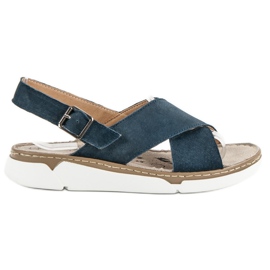 Filippo Skórzane Sandały Na Platformie niebieskie