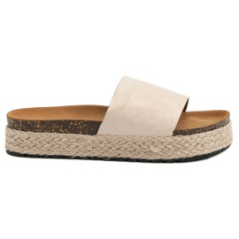 Nio Nio Klapki Na Platformie brązowe