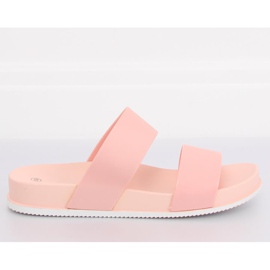 Klapki z gumowymi paskami różowe CK66P Pink