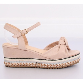 Sandałki na koturnie beżowe B126 Beige II-GAT beżowy