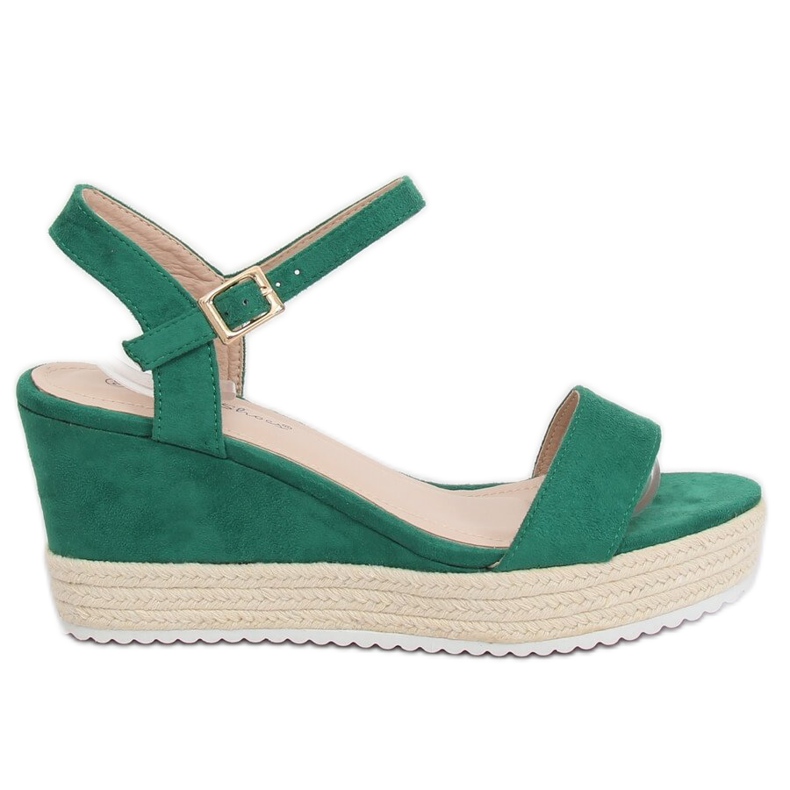 Sandałki na koturnie espadryle zielone LY9109 Green