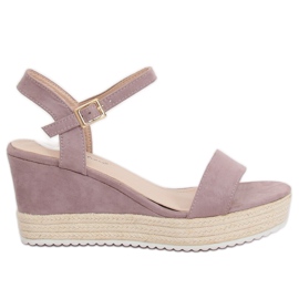 Sandałki na koturnie espadryle fioletowe LY9109 Purple