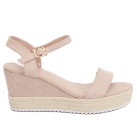 Sandałki na koturnie espadryle beżowe LY9109 Beige beżowy