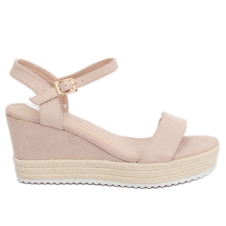 Sandałki na koturnie espadryle beżowe LY9109 Beige beżowy