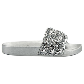 Seastar Eleganckie Srebrne Klapki szare