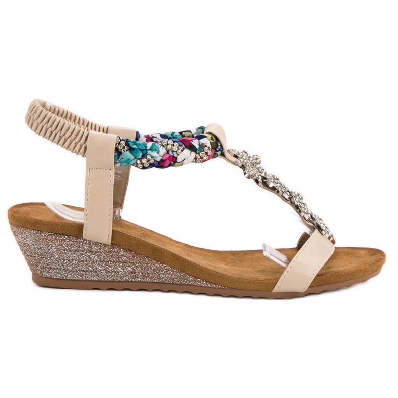 SHELOVET Sandałki Z Ozdobami brązowe