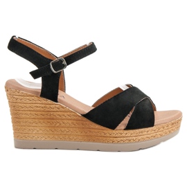 SHELOVET Czarne Sandałki