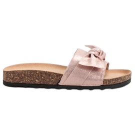 Queen Vivi Casualowe Klapki Z Brokatem różowe