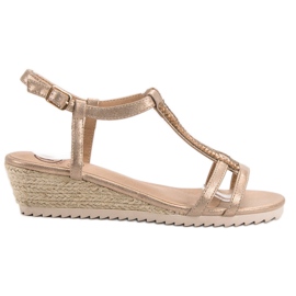 Kylie Wygodne Sandałki Na Koturnie żółte