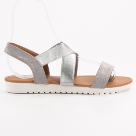 EXQUILY Srebrne Sandałki Z Gumką szare