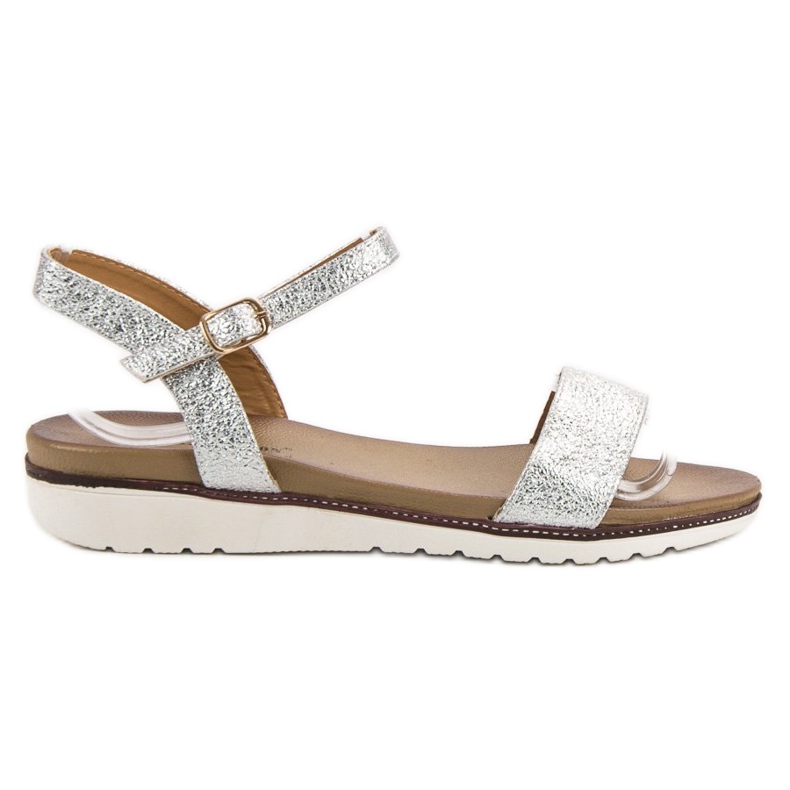 Ch. Creation Błyszczące Sandałki szare