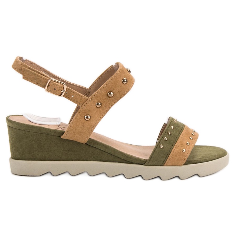 Kylie Sandałki Z Dżetami brązowe zielone