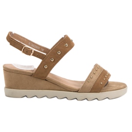 Kylie Sandałki Z Dżetami brązowe