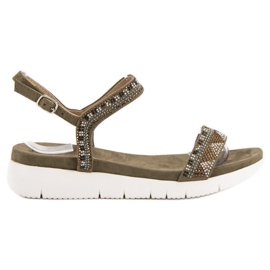 Kylie Sandały Na Koturnie Khaki zielone