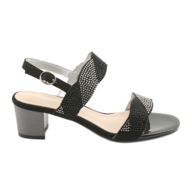 Sergio Leone Sandały na słupku SK795 czarne z cyrkoniami