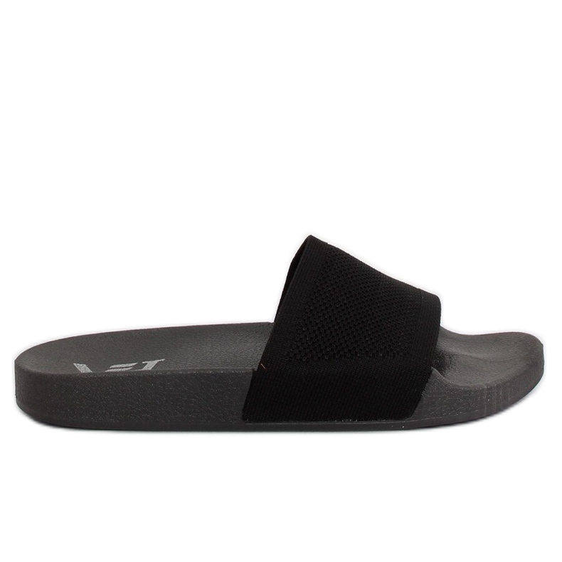 Klapki z dzianinowym paskiem czarne PT-110 Black