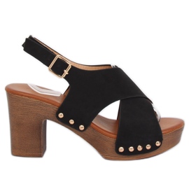 Sandałki ala drewniaki czarne D-131 Black