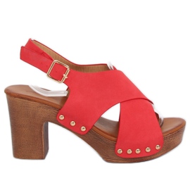 Sandałki ala drewniaki czerwone D-131 Red