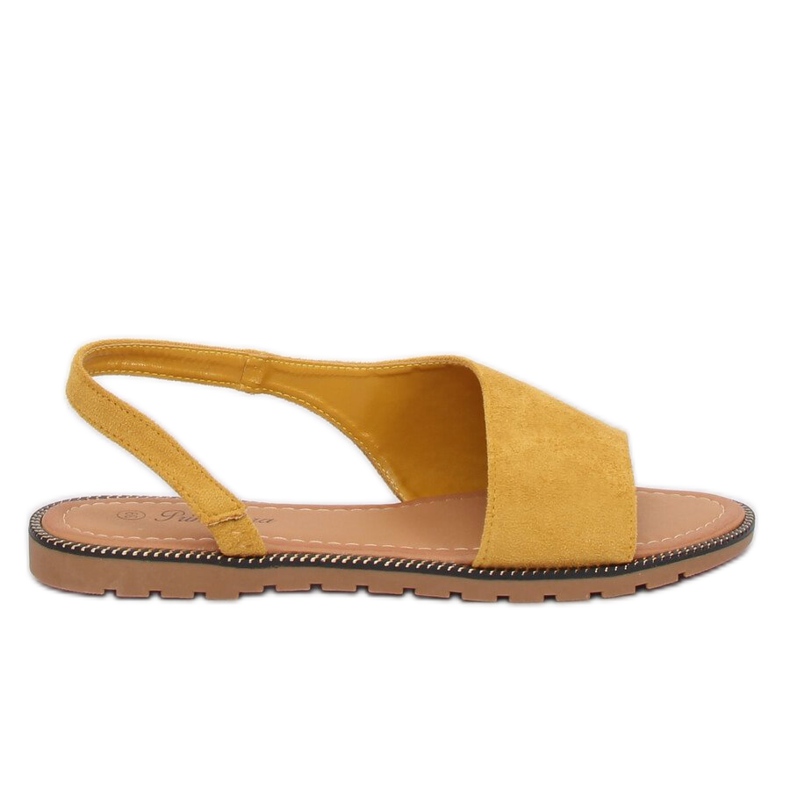 Sandałki damskie asymetryczne żółte 982 Yellow