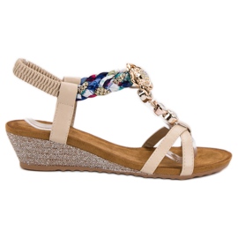 SHELOVET Sandałki Z Ozdobami brązowe