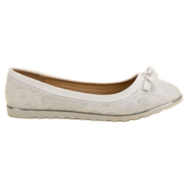 SHELOVET Baleriny Z Koronką białe