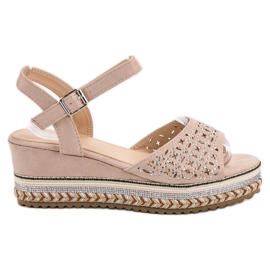 Groto Gogo Zamszowe Sandałki Z Cyrkoniami brązowe