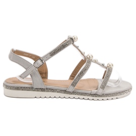 GUAPISSIMA Sandałki Z Perełkami szare