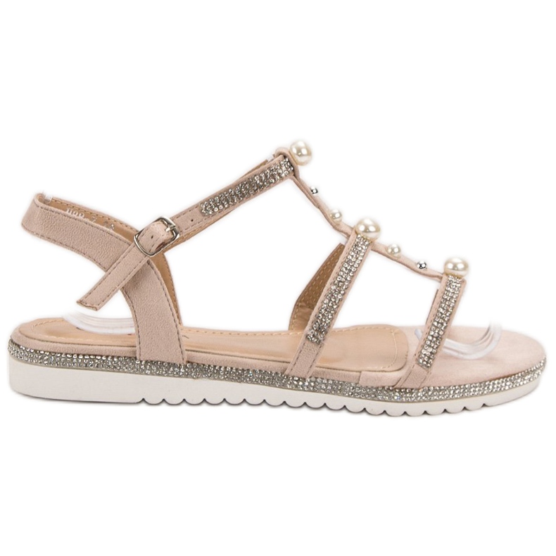 GUAPISSIMA Sandałki Z Perełkami różowe