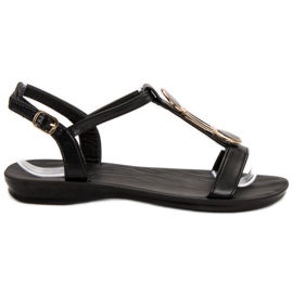 Camo Casualowe Płaskie Sandałki czarne