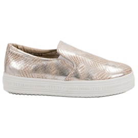 SHELOVET Trampki Slip On Animal Print żółte