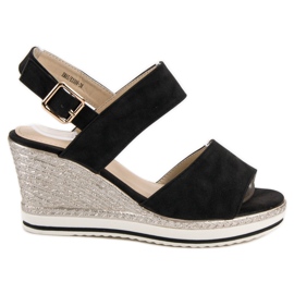 SHELOVET Lekkie Czarne Sandałki