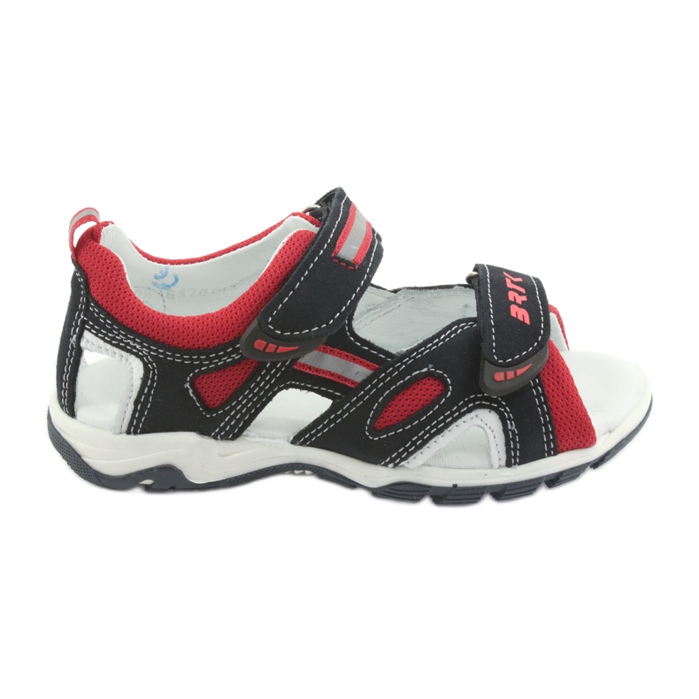 Bartek Skórzane sandałki chłopięce rzepy19176 granatowo-czerwone niebieskie