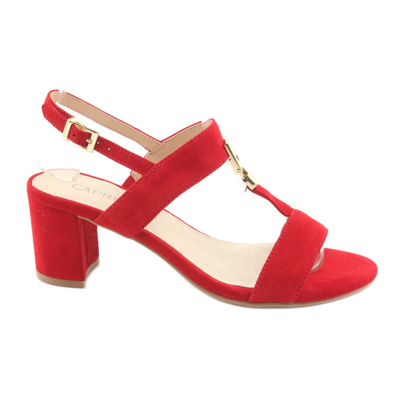 Sandały na słupku czerwone Caprice 28303