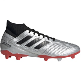 Buty piłkarskie adidas Predator 19.3 Fg M F35595 srebrny czerwone