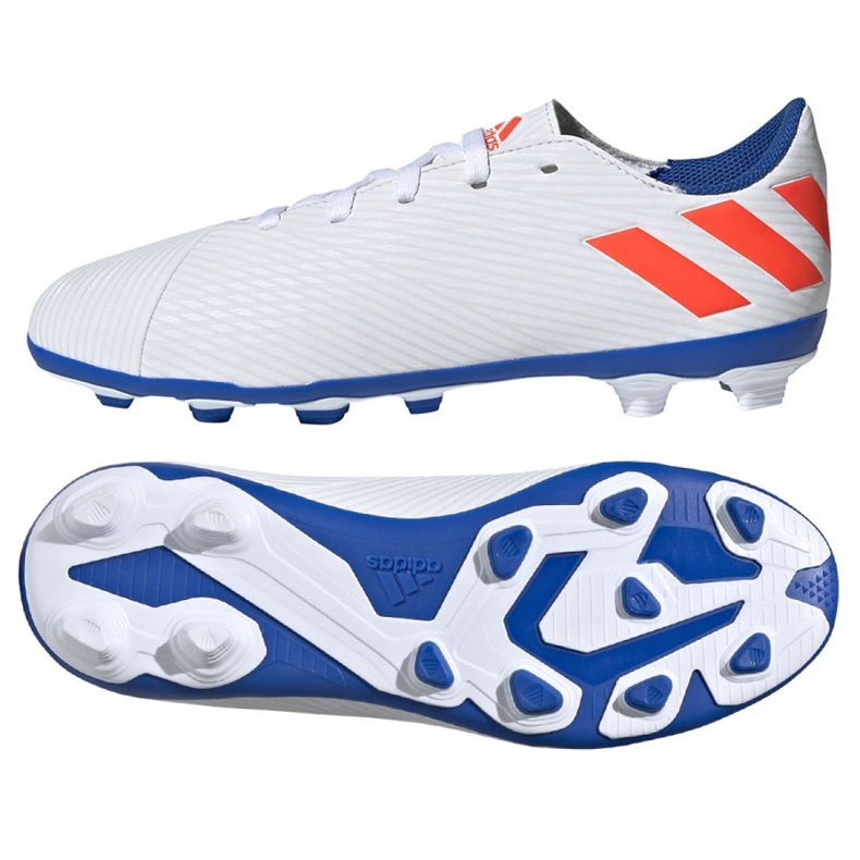 Buty piłkarskie adidas Nemeziz Messi 19.4 FxG Jr F99931 białe wielokolorowe