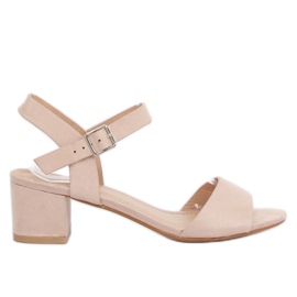 Sandałki na obcasie beżowe 8103 Beige beżowy