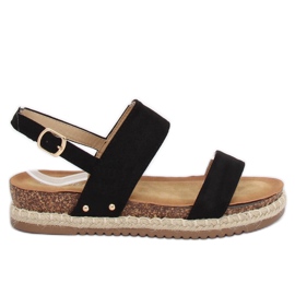 Sandałki na korkowej podeszwie czarne CH-118 Black