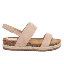 Sandałki na korkowej podeszwie różowe CH-118 Pink