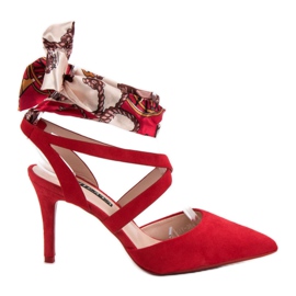 Milaya Szpilki Wiązane Wstążką czerwone