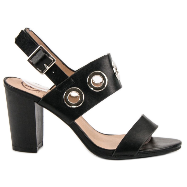 Kylie Czarne Sandałki Na Obcasie