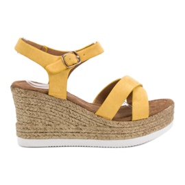 JESSY ROSS Żółte Zamszowe Sandałki