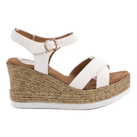 JESSY ROSS Białe Zamszowe Sandałki