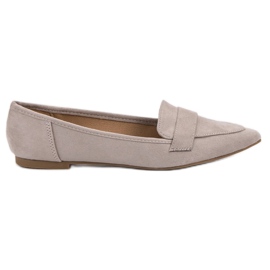 Super Me Zamszowe Baleriny W Szpic szare