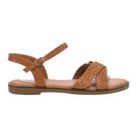 SHELOVET Camelowe Sandałki brązowe