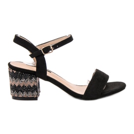 SDS Sandałki Na Słupku czarne