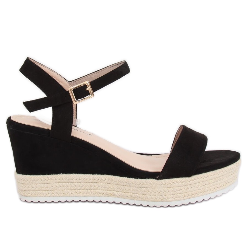Sandałki na koturnie espadryle czarne LY9109 Black